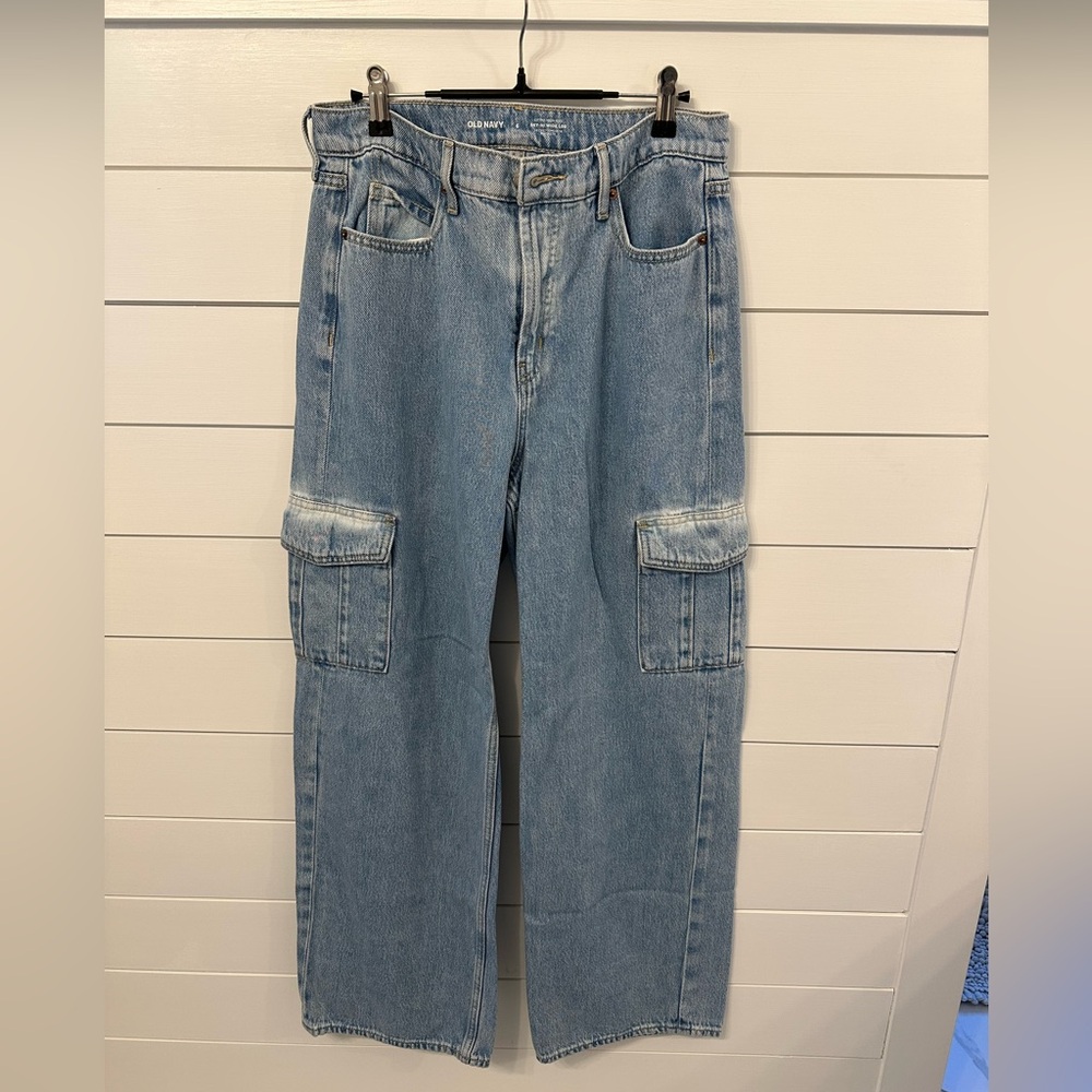 Women’s Light Blue Cargo Wide Leg Jeans